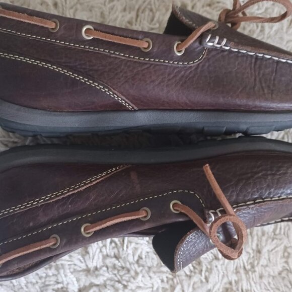 L.L. Bean Men’s Leather Handsewn Moc Shoes Brown Pebbled Driving Moc Sz 12 Wide - Picture 5 of 11